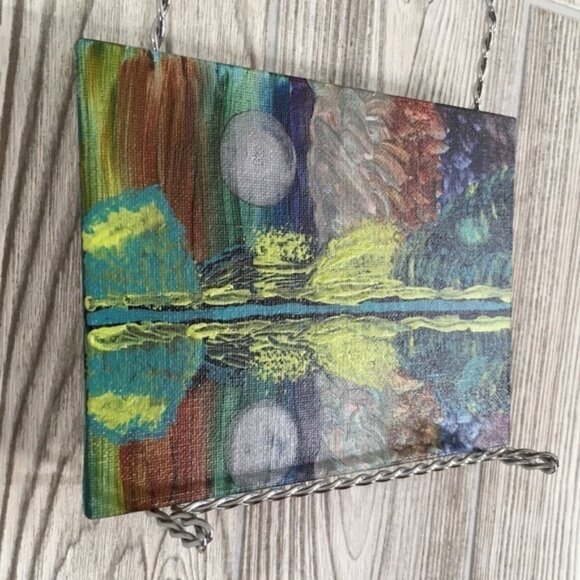 𝅺ORIGINAL Painting Colorful Abstract Landscape Small Panel - Picture 3 of 7